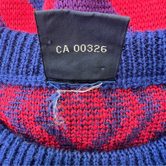 Vintage GANT Rugger Wool Blend Blue Pink Geometric Sweater Crewneck - Picture 8 of 8